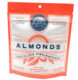 Chocolate Firecrackers Flavored Almonds 4oz packs - Backattack Snacks 