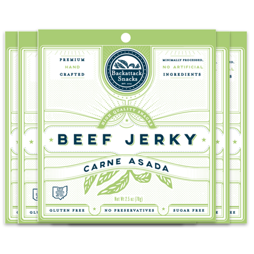 Carne Asada Beef Jerky Bundle 2.5oz Case of 6 - Backattack Snacks 