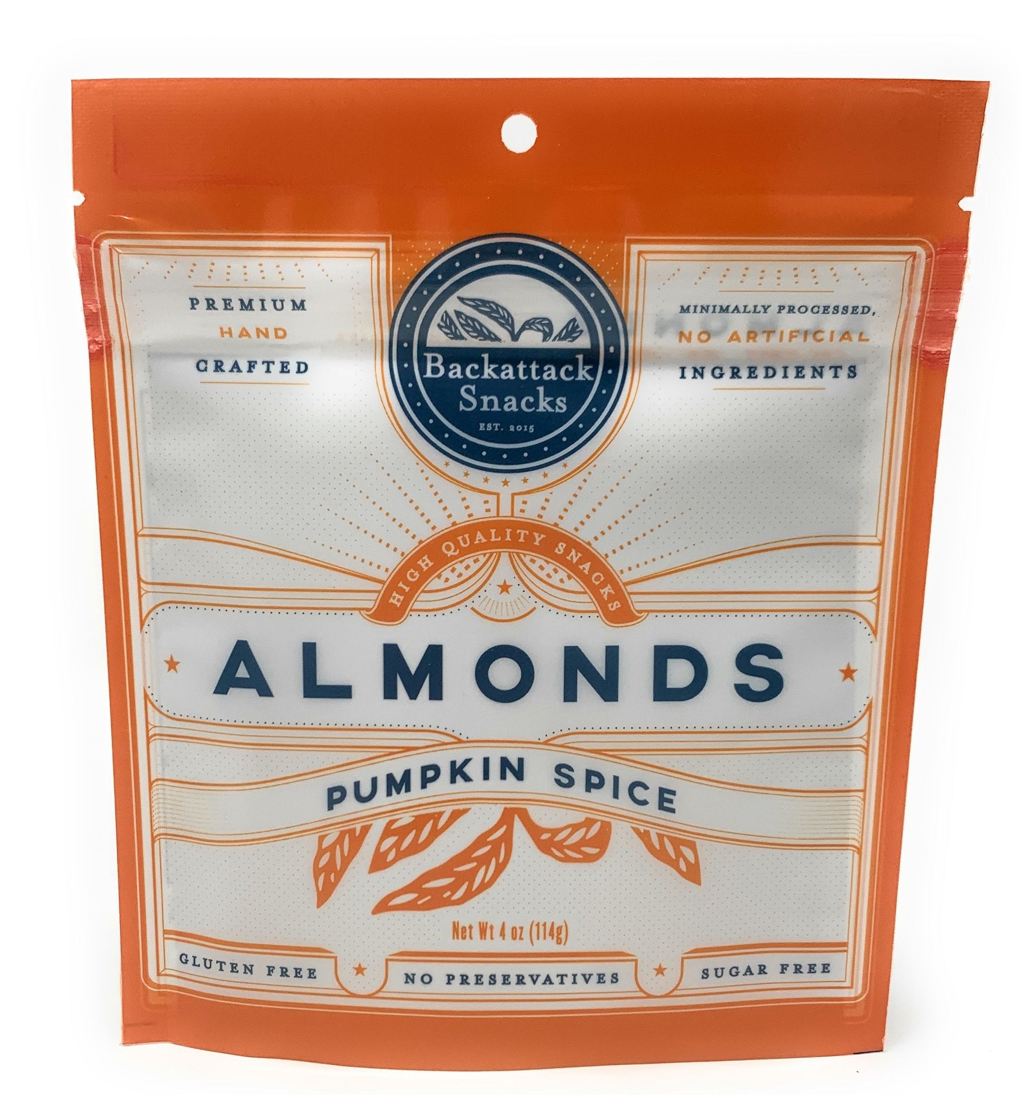 Wholesale Case of 4oz Pumpkin Spice Almonds - Backattack Snacks 